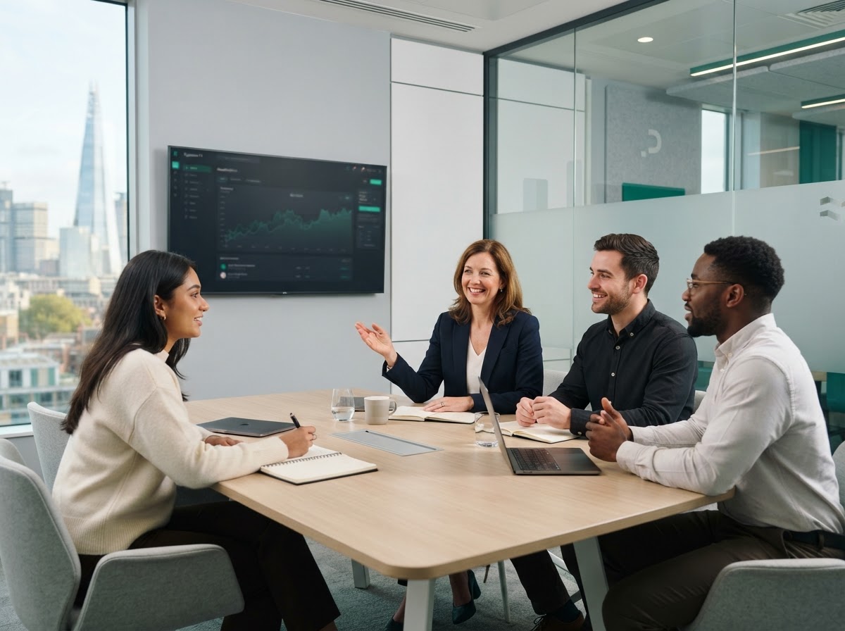 Equistone FX team reviewing AI-generated analysis for business cash management